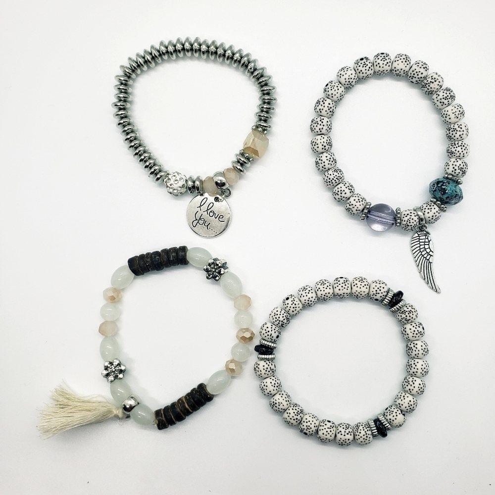 Beaded Multi-layer Bracelet With Tassel 4 Bracelet Set - Picture 8 of 14